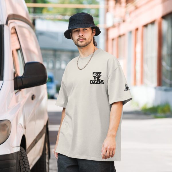 Free The Degens Embroidered Oversized Faded T-Shirt - Image 4